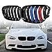 Anzio Front Center Kidney Grille Grill Compatible with E90 E91 LCI 325i 328i 335i 4D 09-11 (Glossy Black + M Color (Double line))