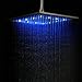 DELIPOP Led Rainfall Shower head 12 inch Stainless Steel Showerheads Temperature Control 3 Color Changing 12 Leds for Bathroom