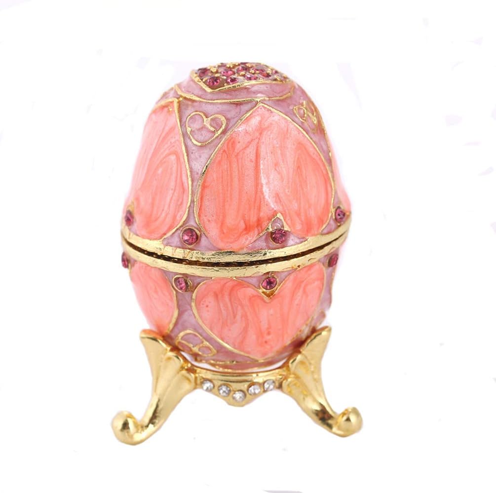 Jolies Hand-Painted Vintage Style Faberge Egg with Rich Enamel and Sparkling Rhinestones Jewelry Trinket Box
