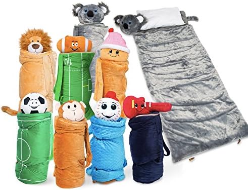 SUPER FUN &amp; UNIQUE Sleeping Bag/Overnight Travel Kit For Kids| Buddy Bagz’s All in 1 Travelling-Made-Easy Solution Complete W/ Stuffed Animal, Pillow, Sleeping Bag, Toiletry &amp; Overnight Bag (Guitar)