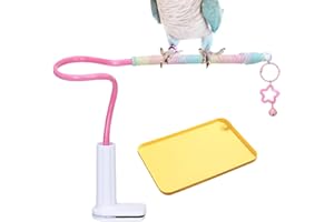 Quhoxdye Bird Perch Stand,Bendable Desktop Parrot Training Stand with Tray,Easy to Clean Bird Tabletop Platform Toy,Parakeets
