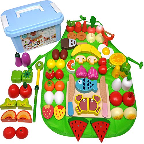 GYBBER&MUMU Play Food Cutting Fruits Vegetables Pretend Food Playset Kitchen Toys Fun [Solid Wood] Educational Early Age Basic Skills Development 40pcs Set - Thumbnail 7