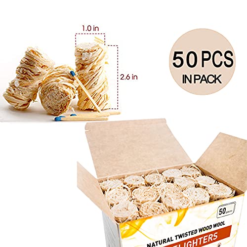 Yibesi Fire Starters for Charcoal,Campfire, Fireplace,Natural Easy Burn Firestarter Super Fast Lighting, 8-10min Burn for Grill, BBQ,Camping Indoor or Outdoor Waterproof and Sealed Packing (50pcs)