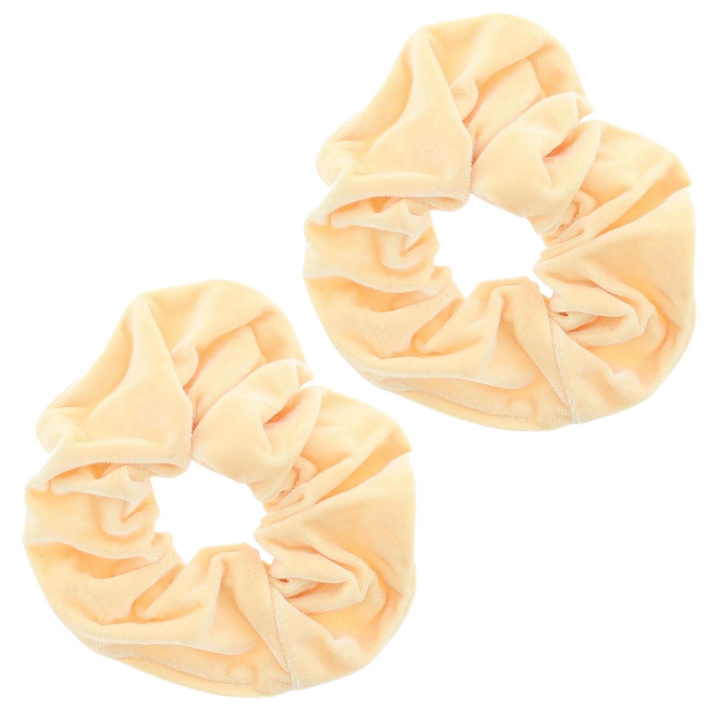 Topkids Accessories - Luxury Velvet Scrunchie Scrunchies Elastic Hair Band Ponytail Holders Hair Scrunchie Hair Bobbles Hair Accessories for Women, Ladies, Girls - Pack of 2 (Peach)