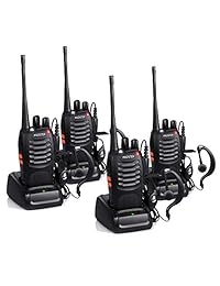 Proster Walkie Talkies - Radios recargables de 16 canales, 2 vías, con auricular original y cargador USB, 2 pares