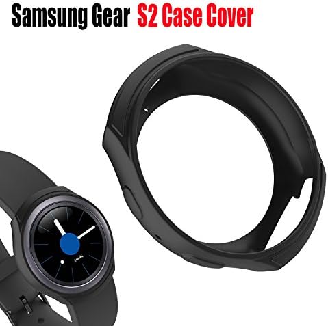 Wabooth Shock-proof Silicone Slim Accessories Protective Band Case Cover for Samsung Gear S2 (S2 SM-R720 / SM-R730 ONLY) Smart watch-Black