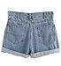SweatyRocks Women's Retro High Waisted Rolled Denim Jean Shorts with Pockets Blue L