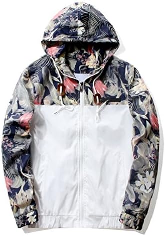 Floral Bomber Jacket Men Hip Hop Slim Fit Flowers Pilot Bomber Jacket Coat Men's Hooded Jackets Plus Size 4XL , PA571 White M