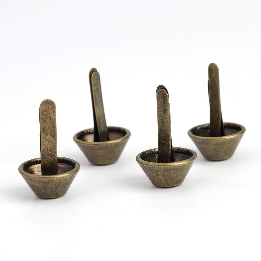 50PCS Plate Bottom Stud Bag Feet Flat Metal Bag Feet Cone Studs Mushroom Spike Rivet Purse Feet Spike Nailheads Brad leathercraft Findings(10mm-Brass) Rivet Tools