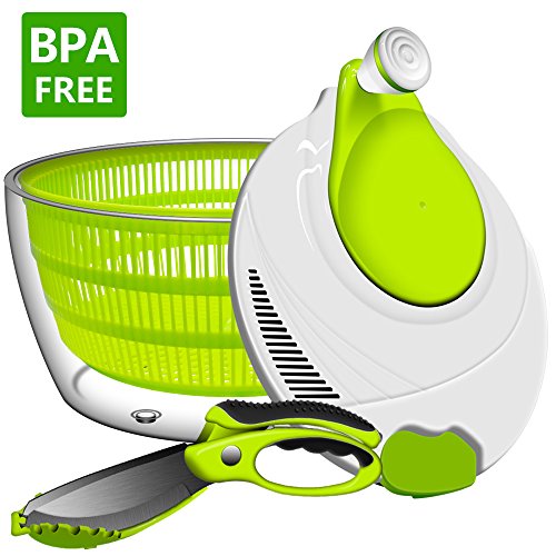 Salad Spinner and Salad Scissors, ANKO BPA Free Certified 4.2 Quart Capacity Vegetable Dryer Strainer with Vegetable Scissors, Ease for Tastier Salads and Faster Food Prep (1) - Thumbnail 7