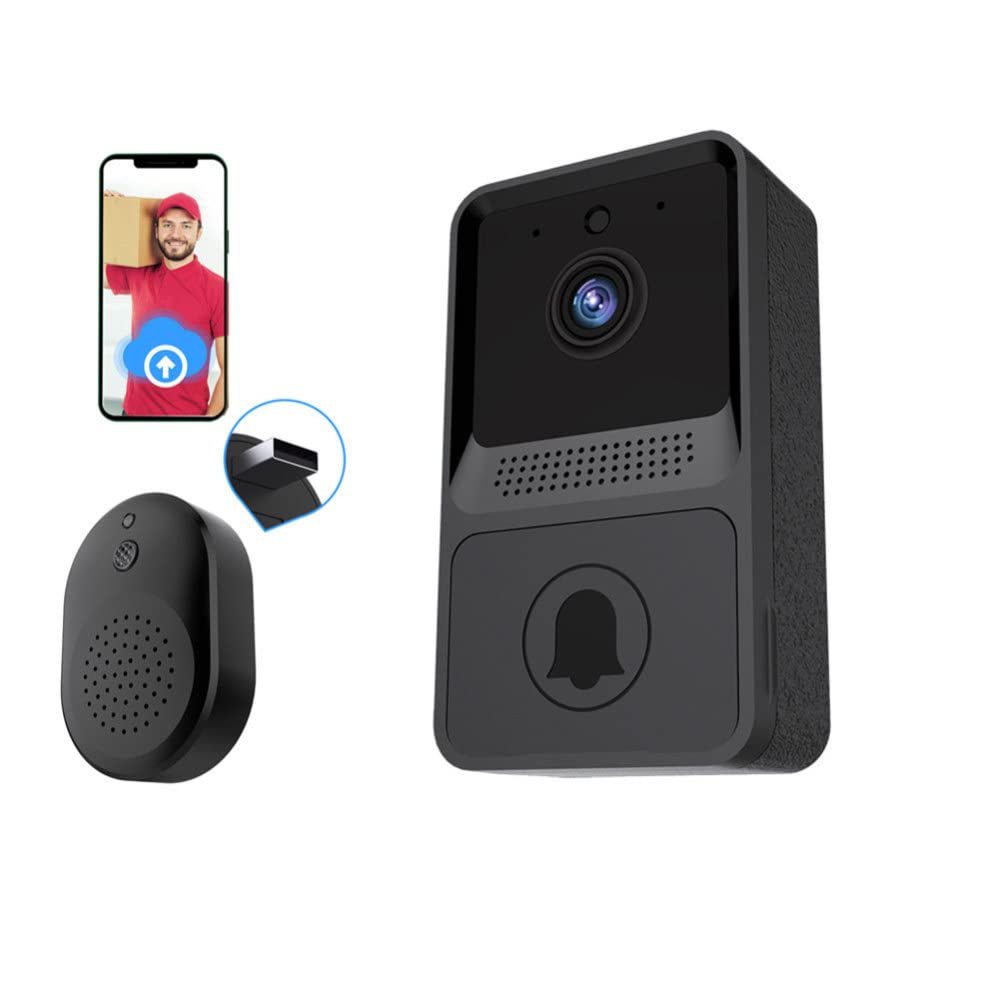 Yanshe Wireless Video Doorbell Camera with Chime, WiFi Video Doorbell Smart Security Door Bell, Rechargeable Doorbell with 2-Way Audio, Real-time Alerts, Night Vision