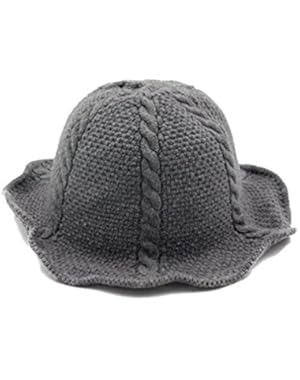 Women Knitted Bucket Hat Wool Cap Floppy Round Top Wired Brim Fishierman Hat