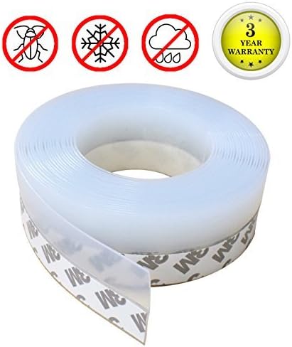 Sliding Door Sweep Weather Stripping Bottom Tool Draft Stopper Blocker Seal Weatherproof Window Draught Excluder Self Adhesive for Cracks/Gaps Anti-collision Silicone 16.4Feet (Translucence, 45mm)