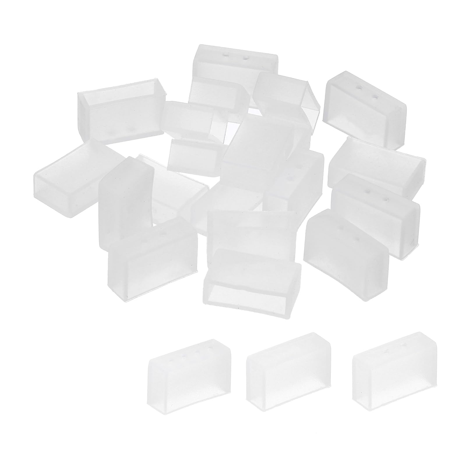 PATIKIL Silicone End Cap Plug Cover for Strip Light, 60 Pack IP67 Waterproof Fit 12mm Wide LED Strip Light, 3 Styles (Non Hole, 2 Holes, 4 Holes)