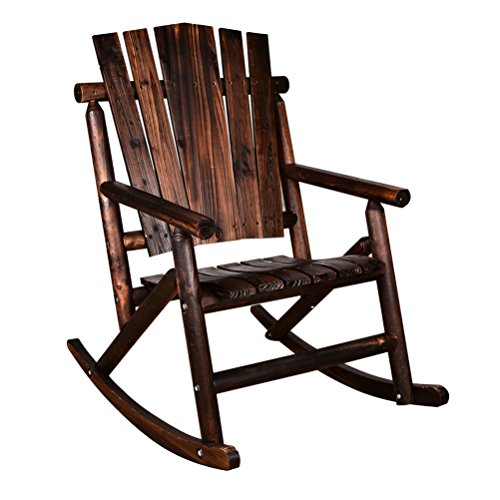 Action Club Log Rocking Chair Single Porch Rocker Hardwood Rustic Large