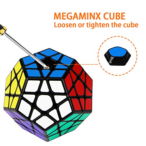 Speed Cube Bundle, Aitbay Magic Cube Set Megaminx Pyramid Skewb Ivy Sticker Speedcubing Smooth Puzzle Collection Toys (4 Pack)