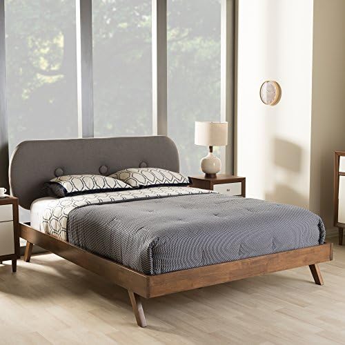Baxton Studio Penelope Tufted King Platform Bed in Gray