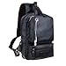 Zebella Men's Letaher Unbalance Chest Pack Multipurpose Backpack Crossbody Shoulder Bag Travel Sling Bag