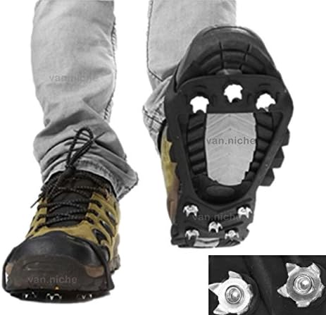 Super Easy Outdoor Soil Mud Ice Snow Anti-Slip/Skid OverShoes Boot Crampons Cleats for Hiking Camping Fishing Hunting Farm Remote Kid Old Man Lady Walk Strolling ICE Snow Winter Steel Grips Teeths