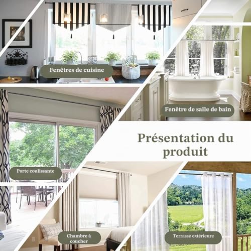 Curtain Rod, 71-472cm Extendable Curtain Rod with Lid and Brackets Stainless Steel Hardware Set Adjustable - 16mm Diameter Window Decorative for Living Room/Matte Black
