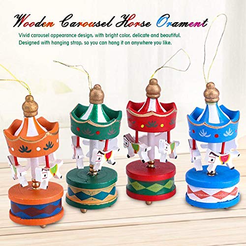 Jeteven 6er Set Geburtstagfeier Anhänger Mini Karussell Pferd Holz Basteln Valentinstag Deko für Kinder Mädchen Holzanhänger Geburtstag Geschenk Rot