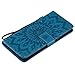A-slim Galaxy Note 8 Wallet Case, (TM) Sun Pattern Embossed PU Leather Magnetic Flip Cover Card Holders & Hand Strap Wallet Purse Case for Samsung Galaxy Note 8 - Blue