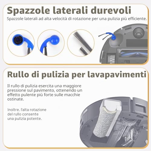 T80 Accessories for ECOVACS DEEBOT T80 Omni,T80 Pro Vacuum Cleaner,1 Main Brush,2 Rolls of Wipes,4 Side Brushes,4 HEPA Filters,6 Bags,1 Cleaning Tool(Not for T80S Omni)