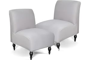 Iauddy Armless Accent Slipper Chair Cover Slipcover,Stretch Spandex Removable Non-Slip Silp Cover for Accent Chair Without Arms Furniture Protector for Living Dining Room(Light Gray, 2)