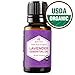 Lavender Oil USDA CERTIFIED ORGANIC Essential Oil by Leven Rose - Therapeutic Grade 100% Pure Natural Lavender For Skincare and Anti-Anxiety - 15 ml