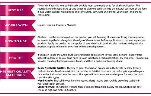 Synthetic Blush and Bronzer Brush: Angled Kabuki Makeup Brush for Face Contouring and Highlighting with Creams and Powders