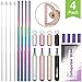 2021 New Year Eve Gift - 4 Pack 9.25'' Rainbow Reusable Metal Straws Collapsible Stainless Steel Drinking Straw Portable Telescopic Keychain Straw with Cleaning Brush & Case