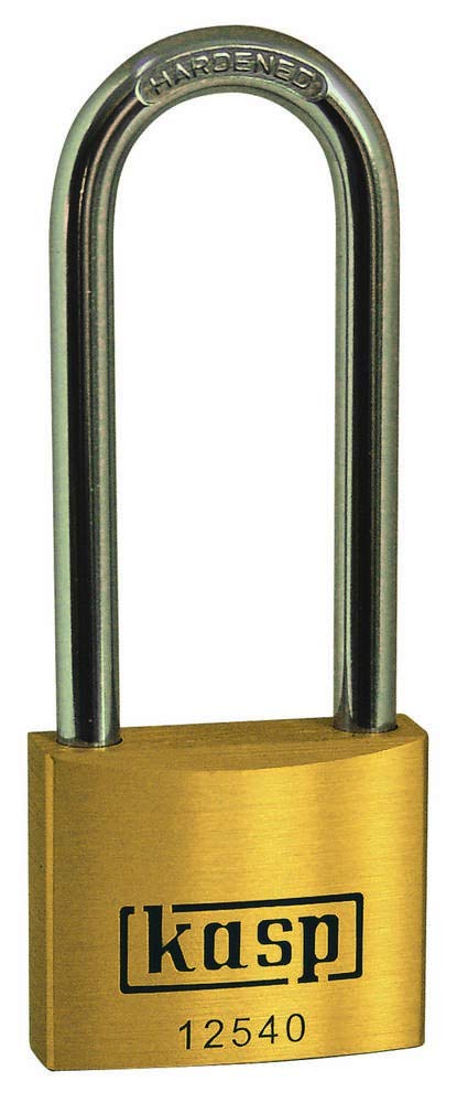 Kasp K12550L80A1 Premium Brass Padlock High Shackle Keyed Alike, Gold/Silver, 50 x 80 mm