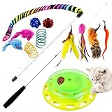 Youngever Luxury Cat Toys Assortment, Cat Play Station, Natural Feather Teaser Wand, Cat Springs, Crinkle Balls, Fluffy Mouses for Cat, Puppy, Kitty, Kitten