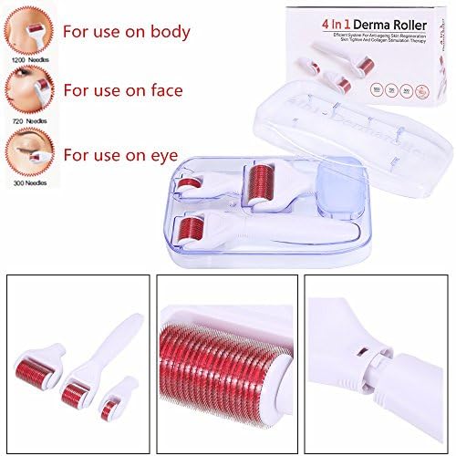 Derma Roller Micro Needle Therapy Skin Care Recovery Titanium 4In1 0.5/1.0/1.5mm