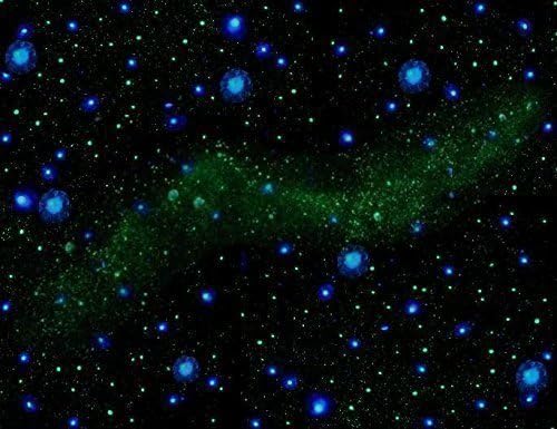 POSTER: Glowing "Outer Space Scene" Glow in the Dark Star Poster - Hand Painted Deep Space Image- Image is Invisible by day - 3D Illusion - Stars Twinkle and Glimmer all night long