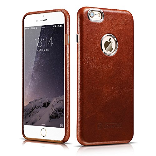 icarercase iPhone 6 / 6S Case, [Vintage Classic Series] Luxury Premium Genuine Real Leather Case Back Cover with [Ultra Slim] for Apple iPhone 6 / iPhone 6S Case 4.7 Inch (Brown) ­