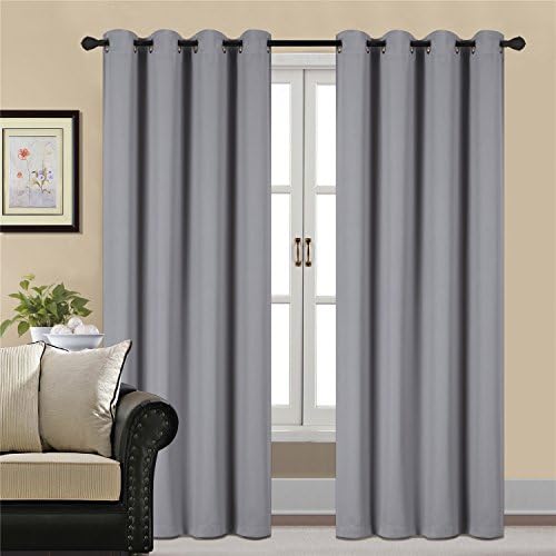 Blackout Curtains Grey Thermal Insulated Grey Curtains For Bedroom 2 Panels (W52'' x L84'', grey)