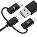 Tech Armor 3-in-1 (Type C/Lightning/Micro) USB Charging Cable - Sync/Charge Apple and Android - 3 Foot Black - mFi Certified