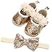 LIVEBOX Baby Girls Shoes Soft Sole Prewalker Mary Jane Princess Party Dress Crib Shoes with Free Bow Knot Baby Headband (S:0-6 Months/4.33