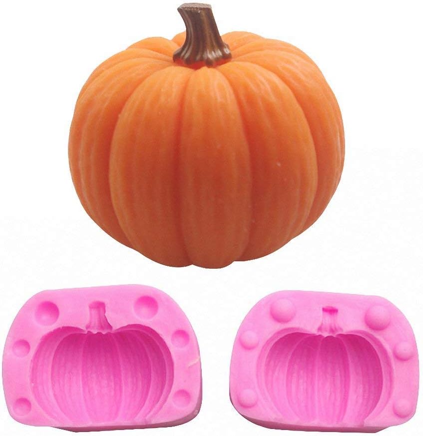 3D Pumpkin Silicone Mold - Halloween Mini Pumpkin Mold for Candy, Baking, Cake Decoration, Chocolate, Cupcake, Clay (Pink)