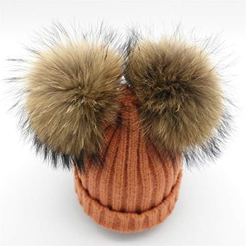 Women Winter Caps Real Mink Fur Pompom Hat Knitted Wool Cotton Hats Two Pompoms Skullies Beanies Bonnet Girls Female Cap