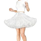 Women's Short Petticoat Skirt Underskirt Adult Elastic Waist Layered Tulle Tutu Puffy Dance Dress Party Costume Pettiskirts