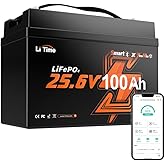 LiTime 24V 100Ah Mini LiFePO4 Lithium Battery for Trolling Motors, Marine | Group 31+, Bluetooth, 6000+ Deep Cycle, 100A BMS, IP65 Waterproof, Low-temp Cutoff, Max 4P2S, for Bass Boat, Kayak, RV