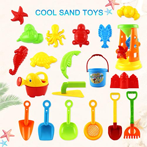 image for Conthfut Kids Beach Toys Set, 21 PCS Sand Castle Building kit Summer B