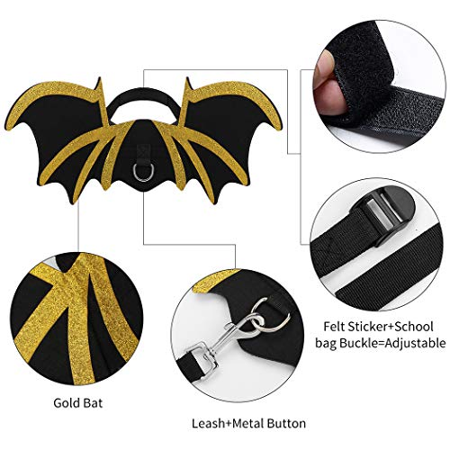 Legendog Halloween Costumes for Dogs, Dog Halloween Bat Costume for Dogs, Cool Pet Halloween Costumes for Dogs, Bat Wings for Dogs with Dog Leash and Pumpkin Bells