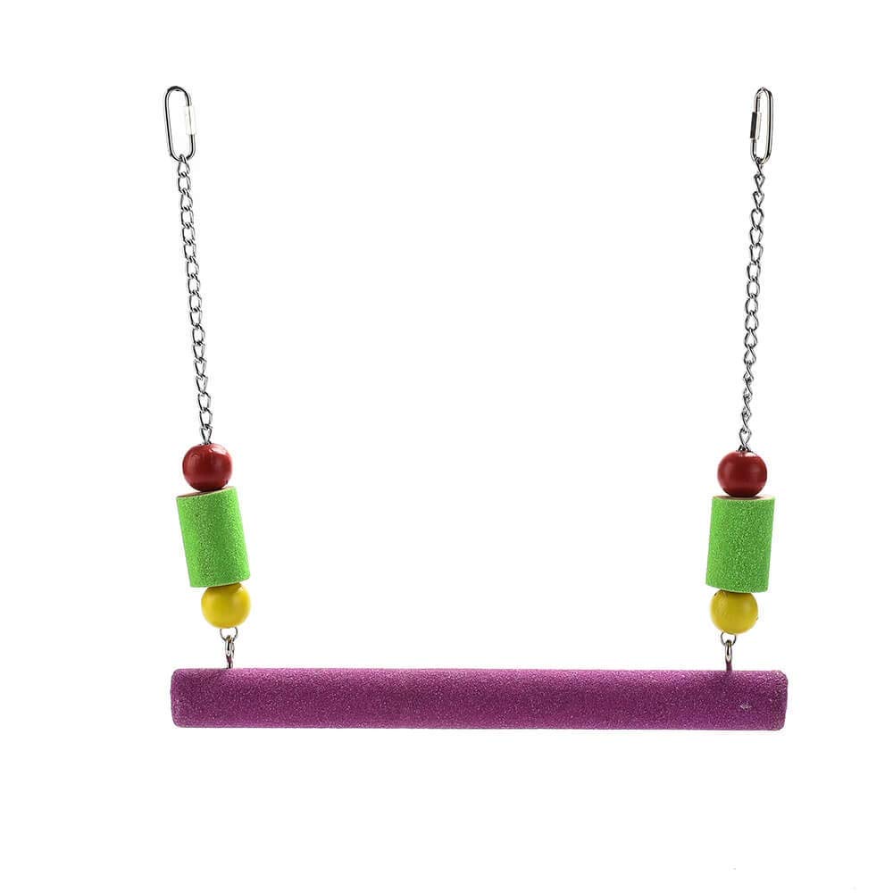 PARROT ESSENTIALS Sanded Nail Arch Swing Perch with Cotton Rope - Small Colourful Parrot Toy Nest Swing for Nail Trimming - Wooden Bird Perch for Parrots, Budgie, Canary - Pet Swing for Birdcage