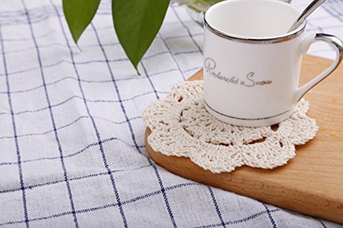 Phantomon Lace Round Crochet Doilies Handmade Coasters, 4-Inch, Pack of 4 (Beige) - Thumbnail 7