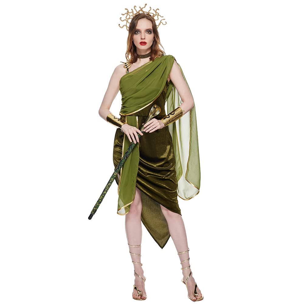 EraSpooky Medusa Costume Adult Women Ancient Egyptian Costume Greek goddess Outfits Halloween Party Fancy Dress M
