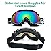 Odoland Ski Goggles for Adult Man & Woman– UV400 Protection and Anti-Fog – Double Grey Spherical Lens for Sunny and Cloudy Days (Black)