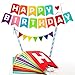 Glittery Garden Premium Felt Happy Birthday Banner, Cake Topper - Rainbow-Themed Party Decoration Flags